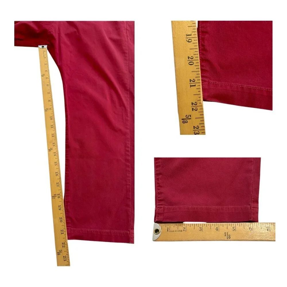 Nili Lotan Paris Drop Crotch Cropped Pants, ‎ Size 10, Red - Picture 12 of 12